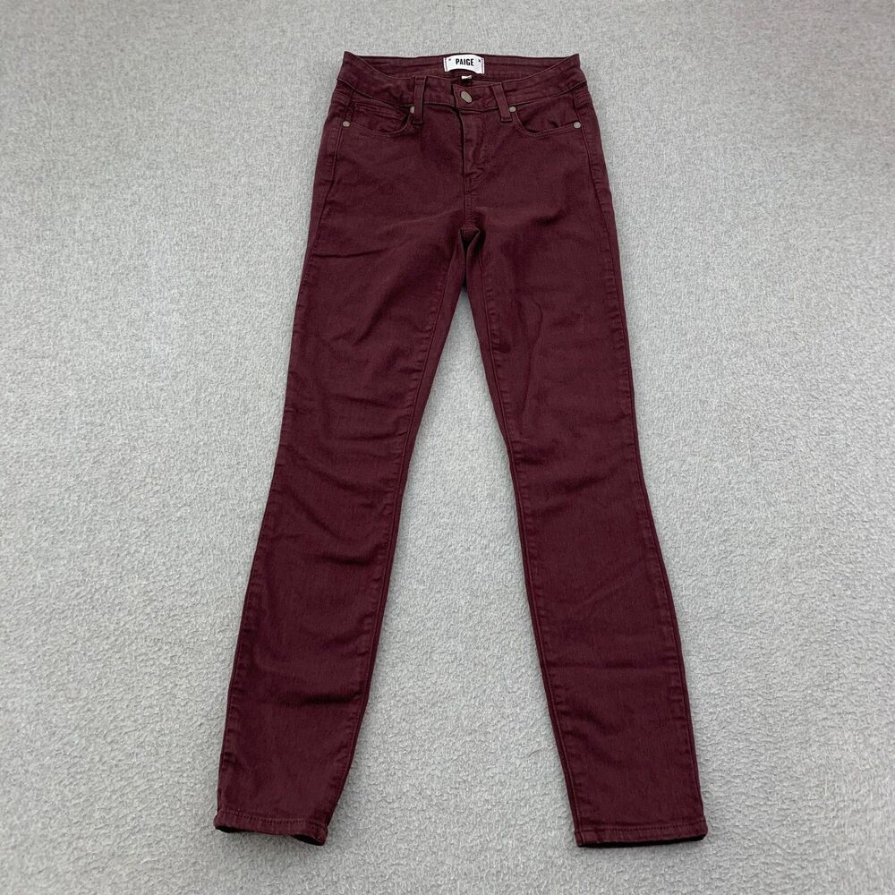 Paige Jeans Size 25 Verdura Ankle Stretch Slim Fit Beet Color 28"